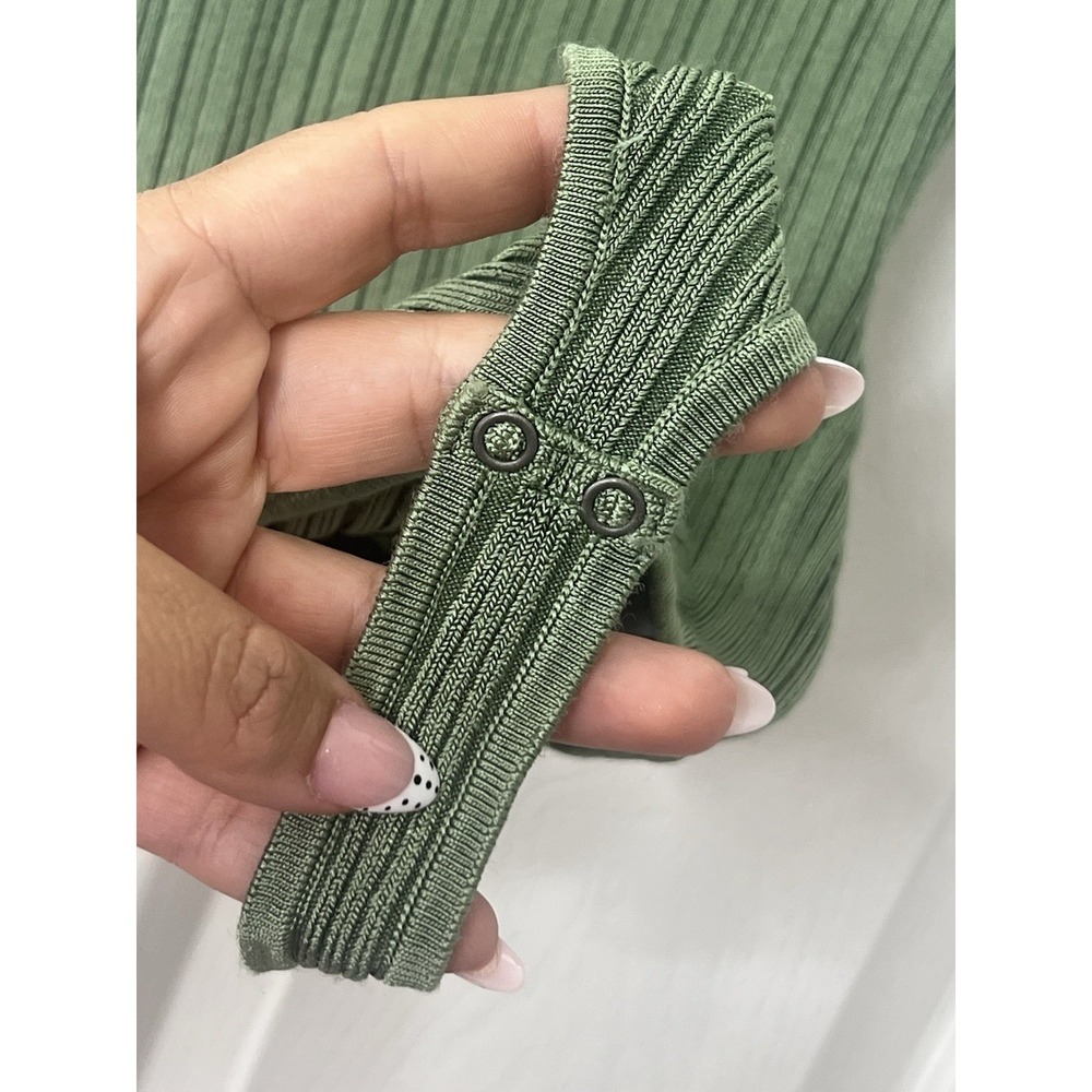 Abercrombie & Fitch Olive Ribbed Bodysuit Sleeveless Minimalist Quiet Luxury S - Picture 7 of 8